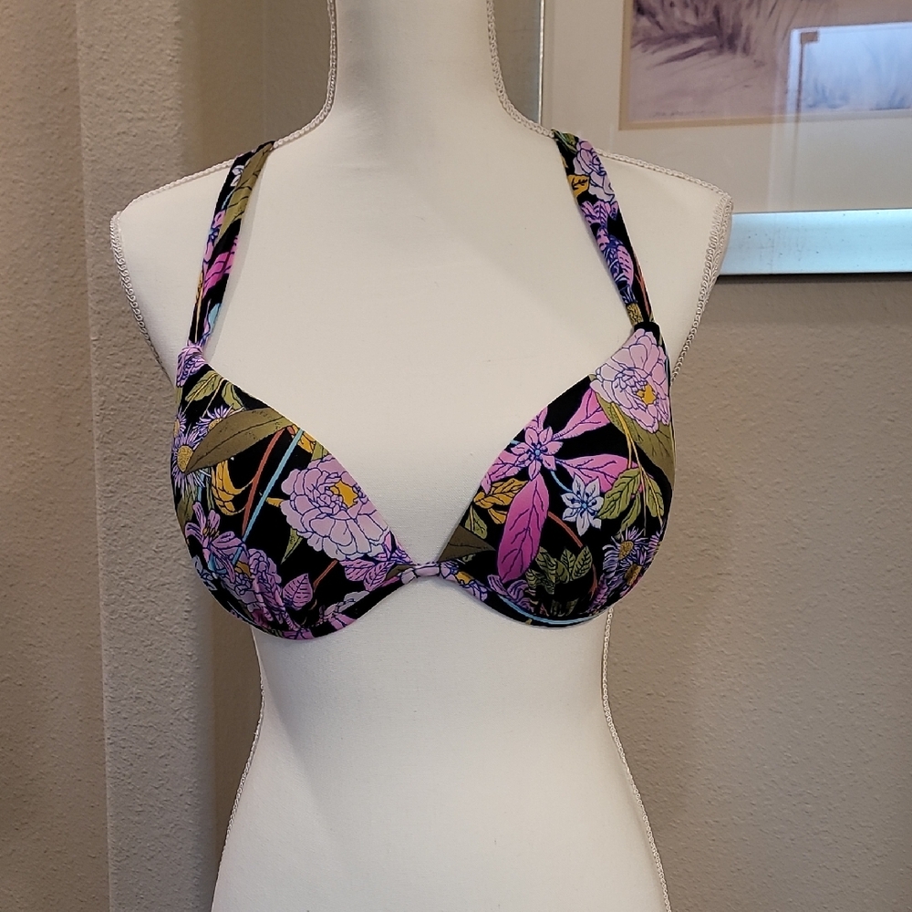 Victoria's Secret Black and Purple Floral Bikini